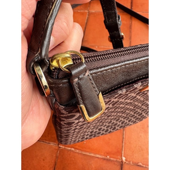 Coach Madison Op Art Needlepoint Crossbody Bag In Dark Brown GUC - Picture 3 of 7